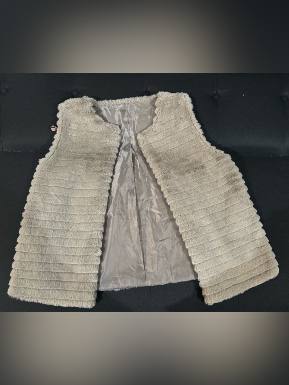 Taupe Faux Fur Open Vest